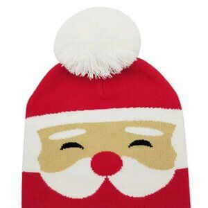Santa Pom Pom Beanie Holiday Hat